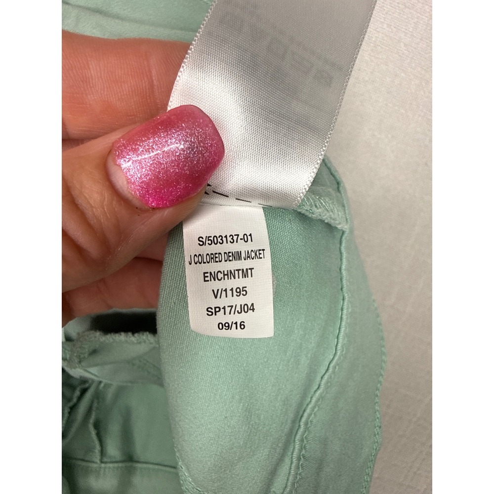 Old Navy Denim Jacket Girls L 10-12 Green Cotton Stretch Trucker Button Up Coat - Picture 5 of 10